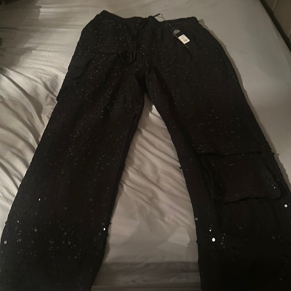 Black sequin pants